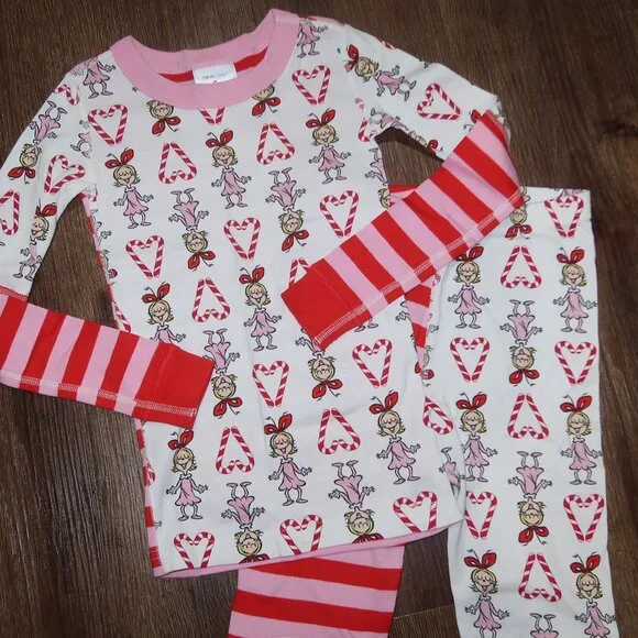 Girls Hanna Andersson Grinch Cindy Lou Who Jams PJ Pajamas Set Christmas 120 6/7 - Picture 2 of 6